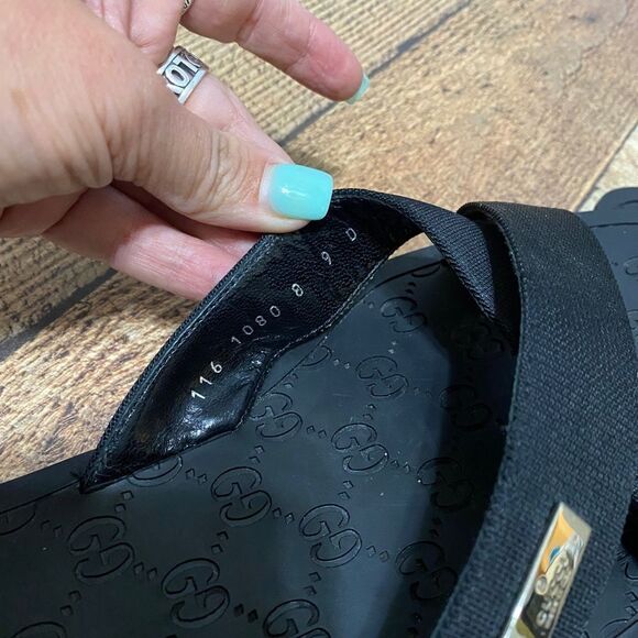 Gucci canvas slides sandals 9D - Picture 5 of 11